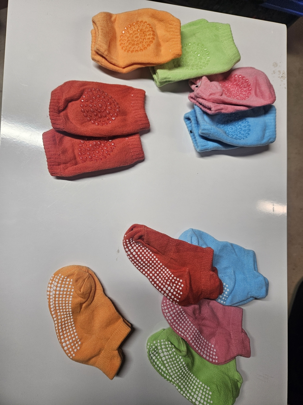 Non-Slip Toddler Grip Socks And Knee Gaurds - Multi Color Pack Medium 12 Month